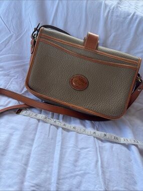 Dooney & Bourke Taupe Pebbled Leather Crossbody with Brown Trim